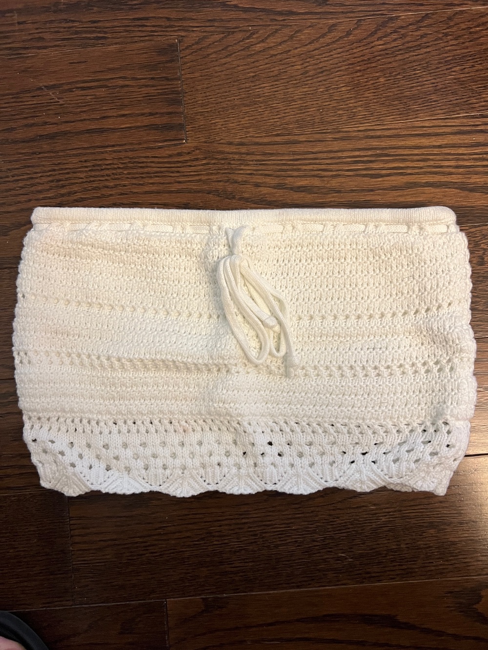 White Hollister Crochet Tube Top with Drawstring